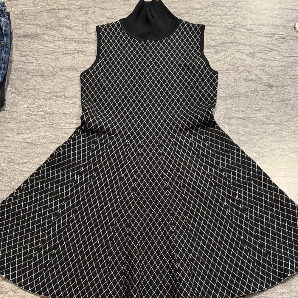 Lucy Paris Black and White Geometric Dress